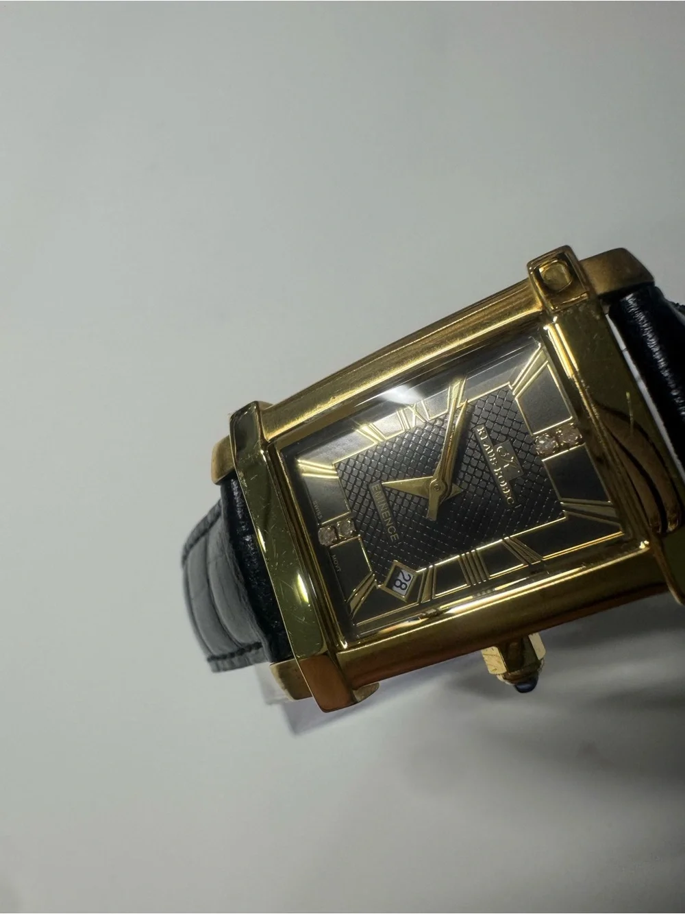 Eminence Black Dial Gold-Tone Rectangular Women’s Watch